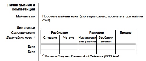 Чужди езици в cv